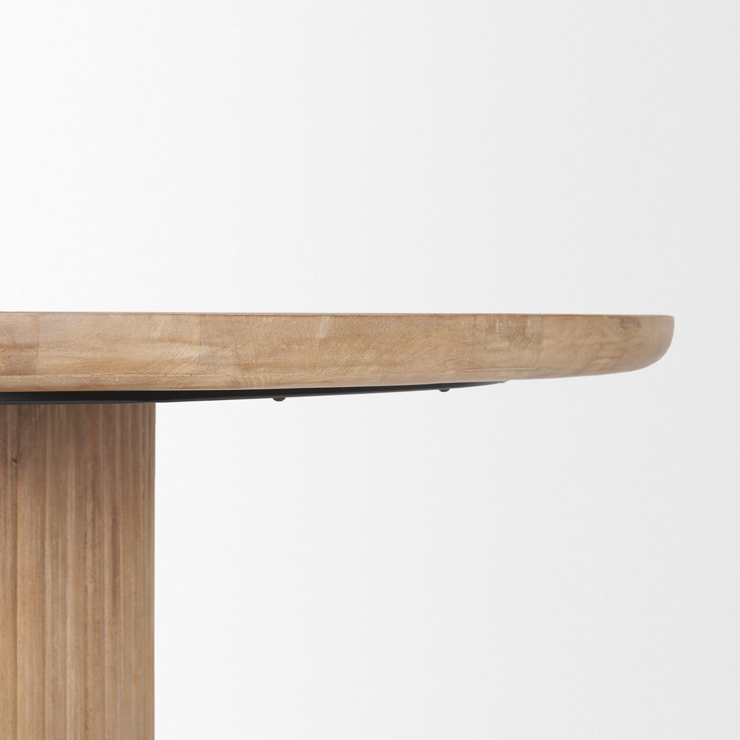 Terra Light Brown Wood Round Fluted Dining Table Dining Room Mercana