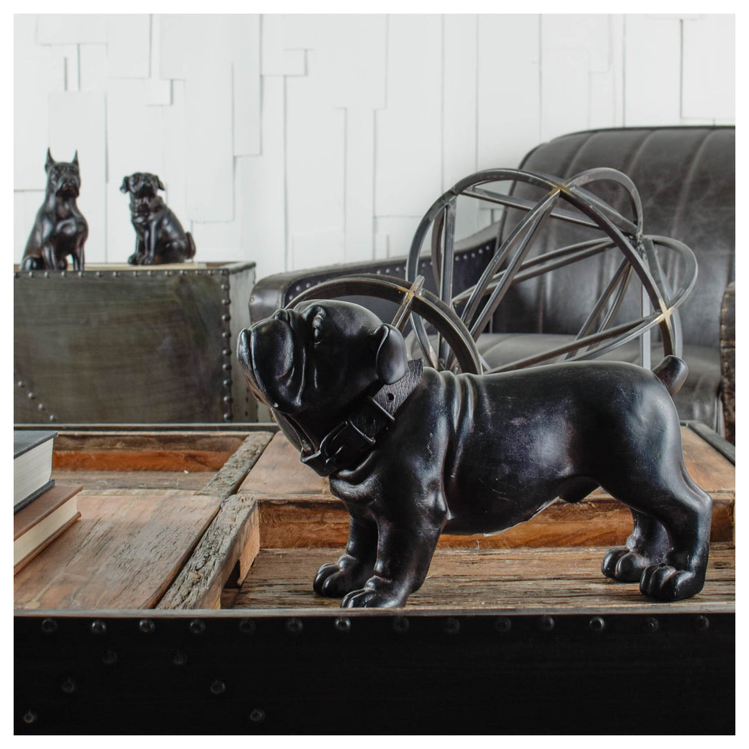Hugo 5L x 13W Black Resin Bulldog Decor Mercana