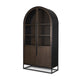 Sloan Dark Brown Wood W/Black Metal Arched Curio Cabinet Living Room Mercana