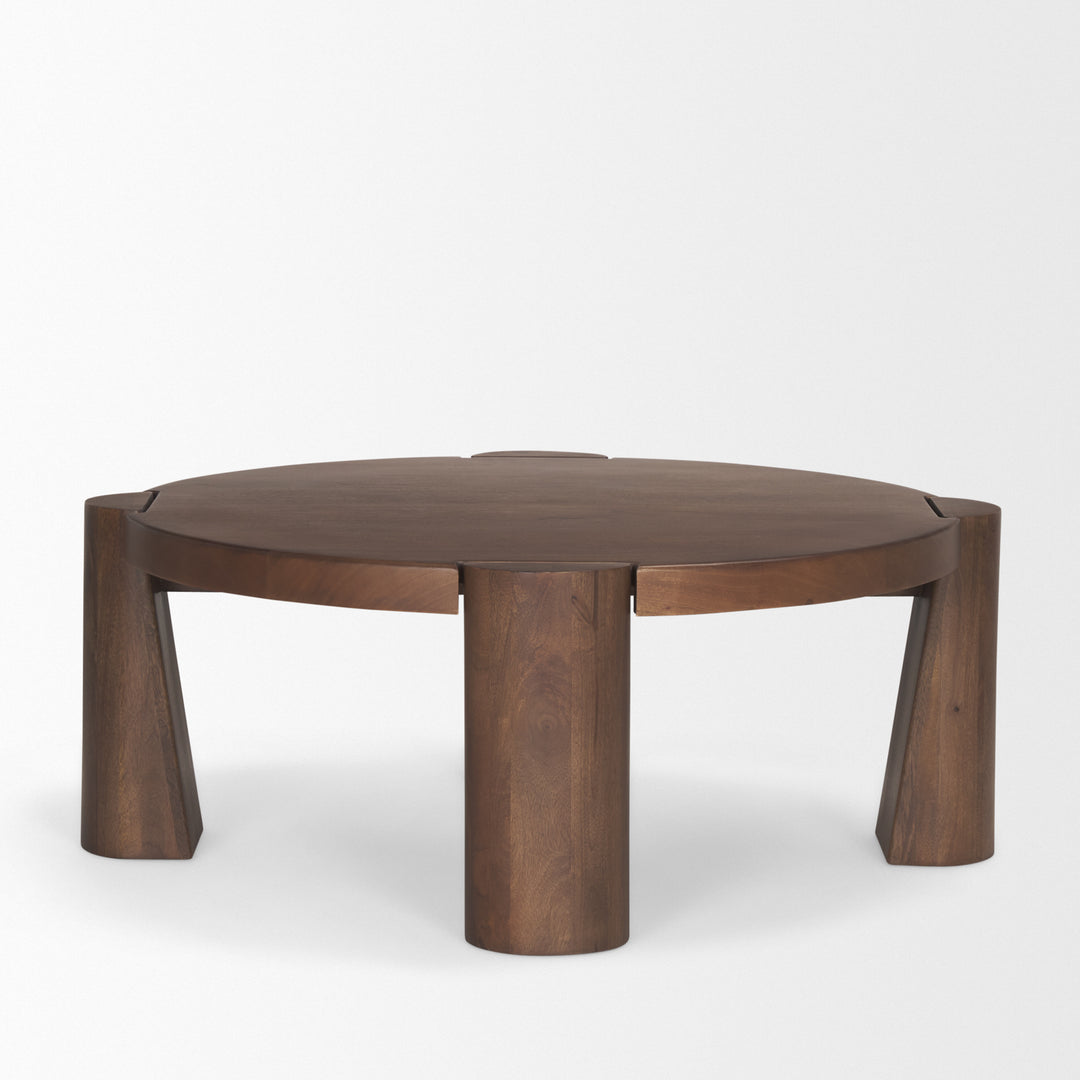Tammar Round Wood w/ Tapered Legs Coffee Table Living Room Mercana