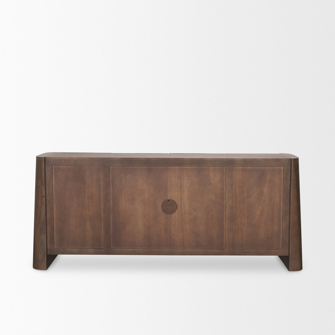 Tammar Brown Wood 4-Door Sideboard Dining Room Mercana