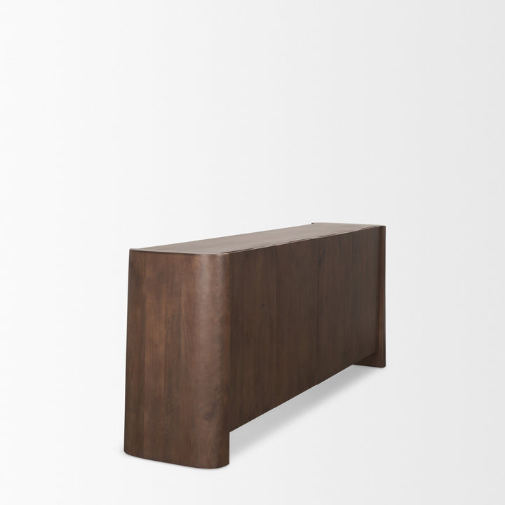 Tammar Brown Wood 4-Door Sideboard Dining Room Mercana