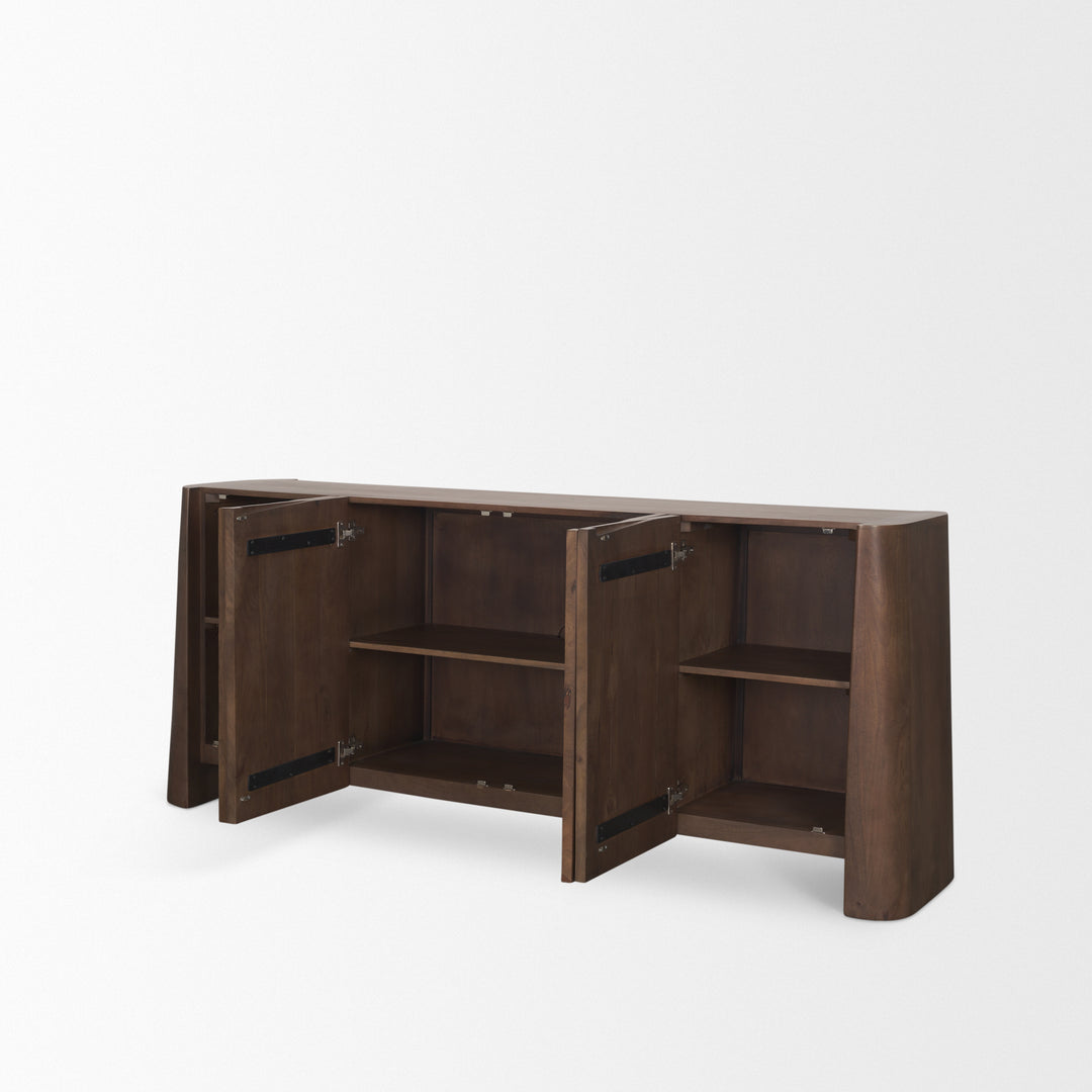 Tammar Brown Wood 4-Door Sideboard Dining Room Mercana