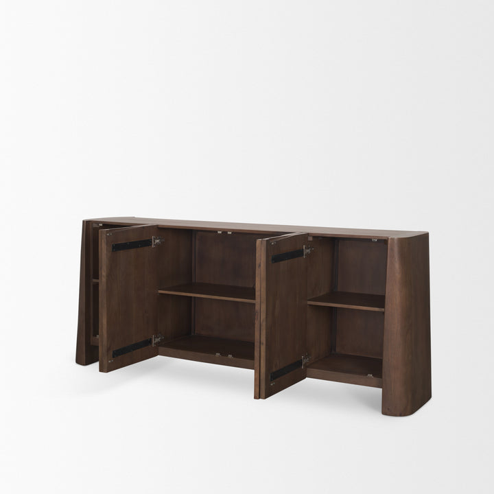 Tammar Brown Wood 4-Door Sideboard Dining Room Mercana