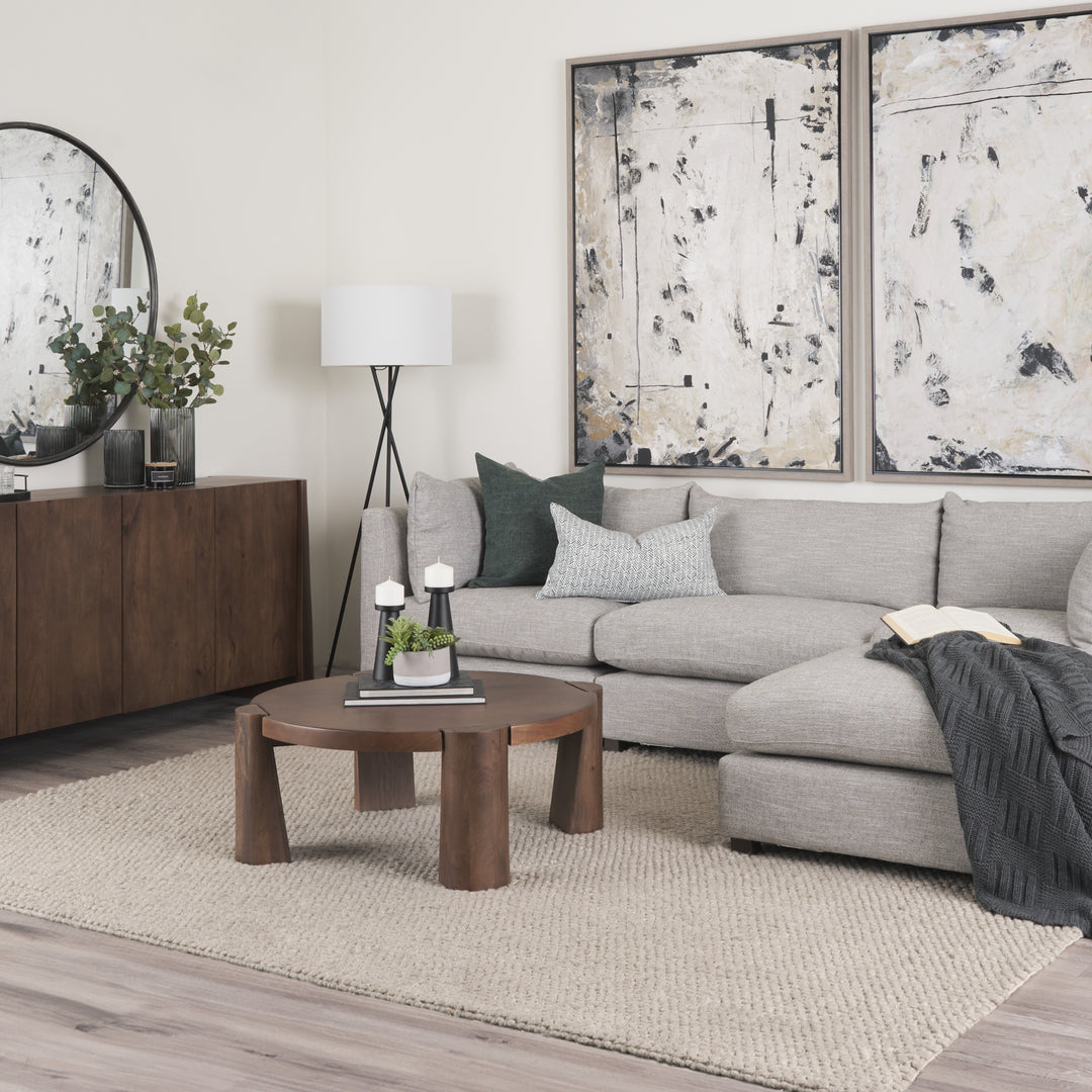 Tammar Round Wood w/ Tapered Legs Coffee Table Living Room Mercana