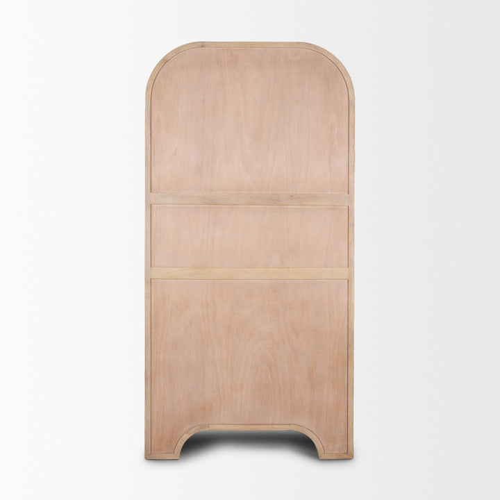 Sorina Reverse Fluted Light Brown Wood Curio Cabinet Living Room Mercana