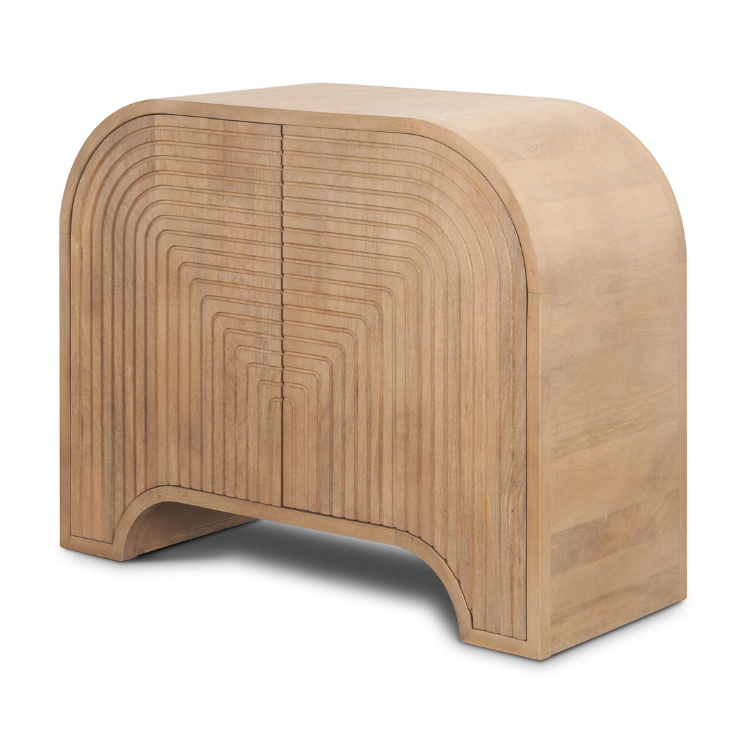 Sorina Reverse Fluted Light Brown Wood Accent Cabinet Decor Mercana