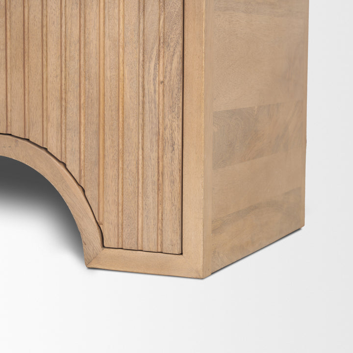 Sorina Reverse Fluted Light Brown Wood Accent Cabinet Decor Mercana