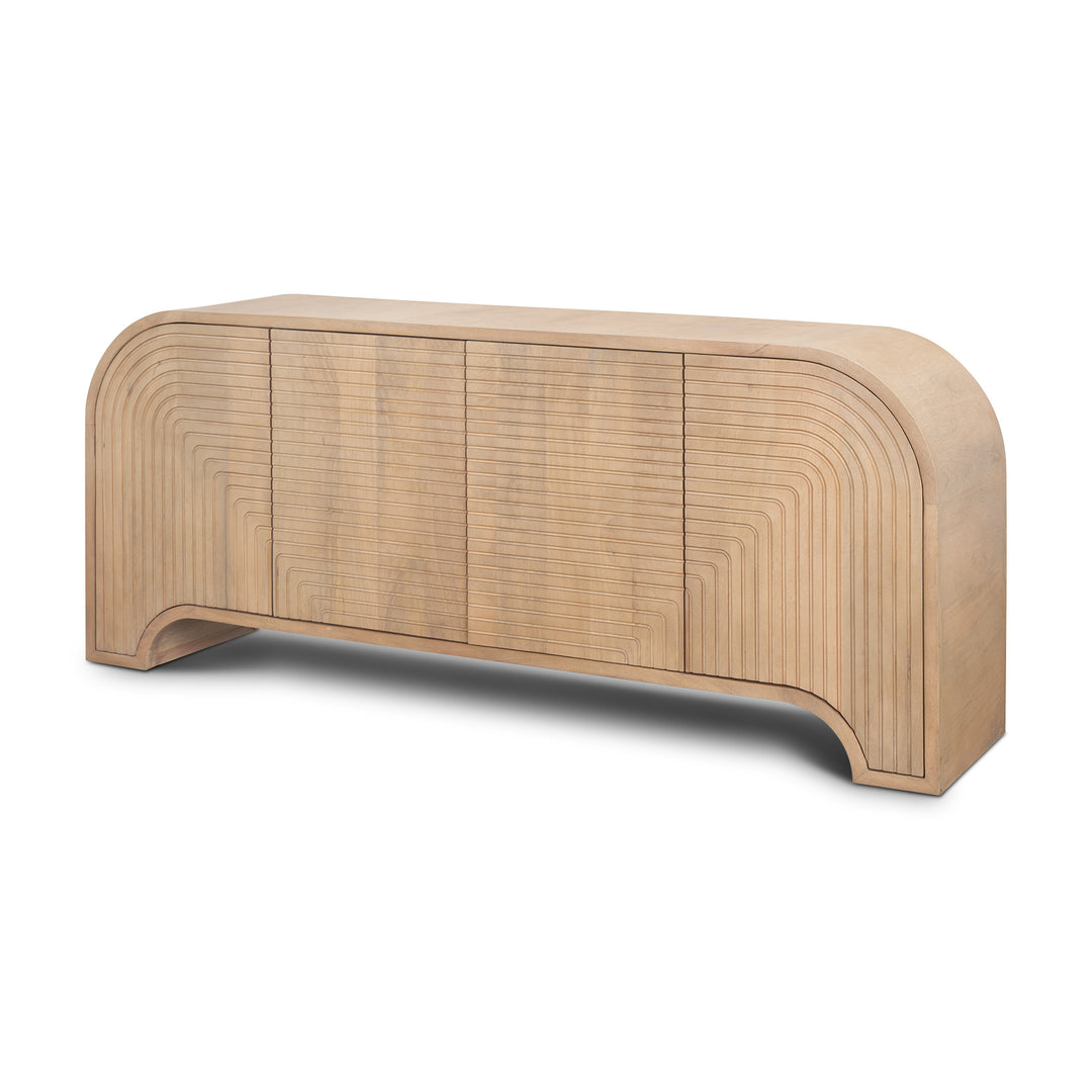 Sorina Reverse Fluted Light Brown Wood Sideboard Dining Room Mercana