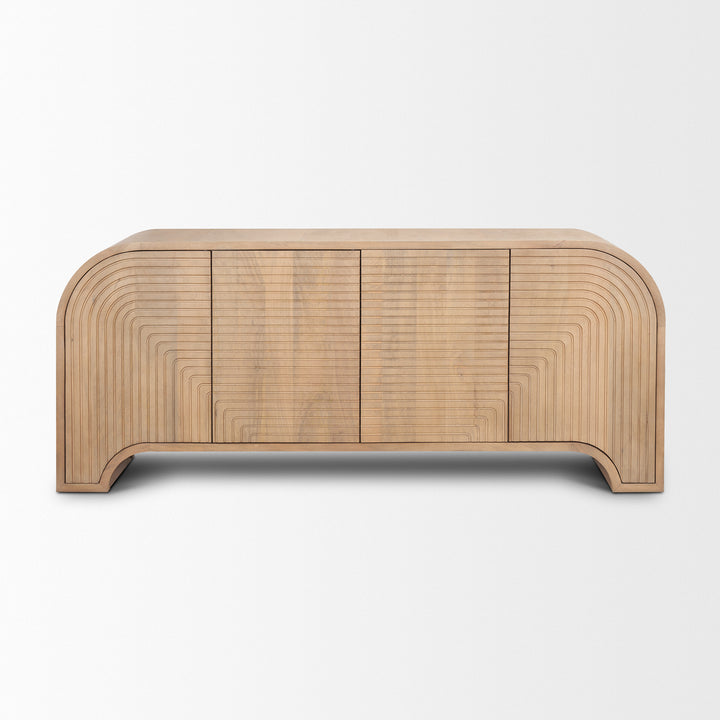 Sorina Reverse Fluted Light Brown Wood Sideboard Dining Room Mercana