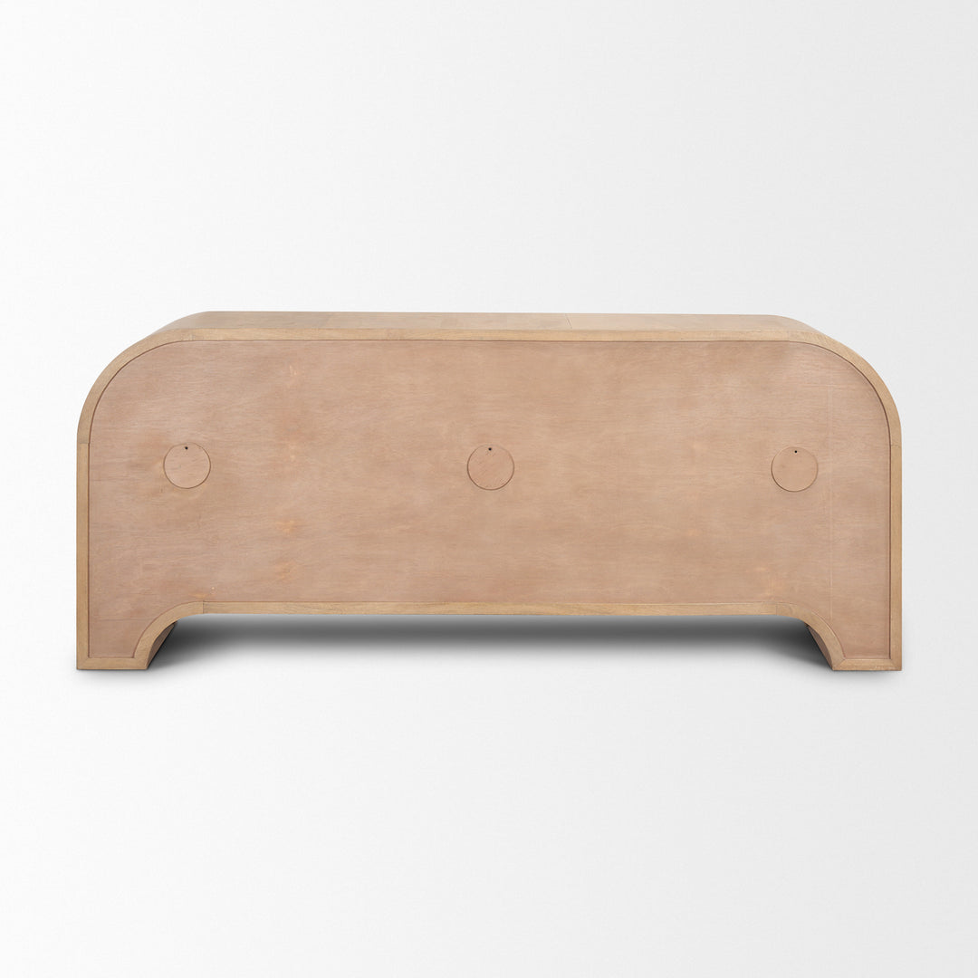 Sorina Reverse Fluted Light Brown Wood Sideboard Dining Room Mercana