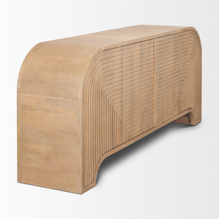 Sorina Reverse Fluted Light Brown Wood Sideboard Dining Room Mercana