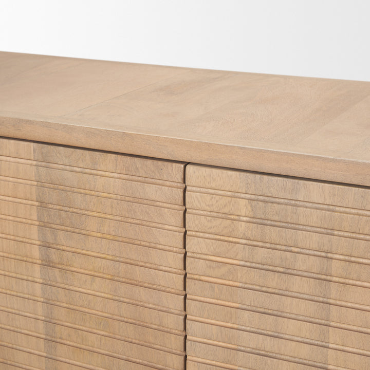 Sorina Reverse Fluted Light Brown Wood Sideboard Dining Room Mercana