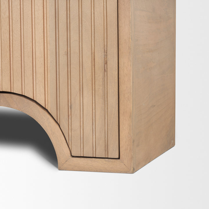 Sorina Reverse Fluted Light Brown Wood Sideboard Dining Room Mercana