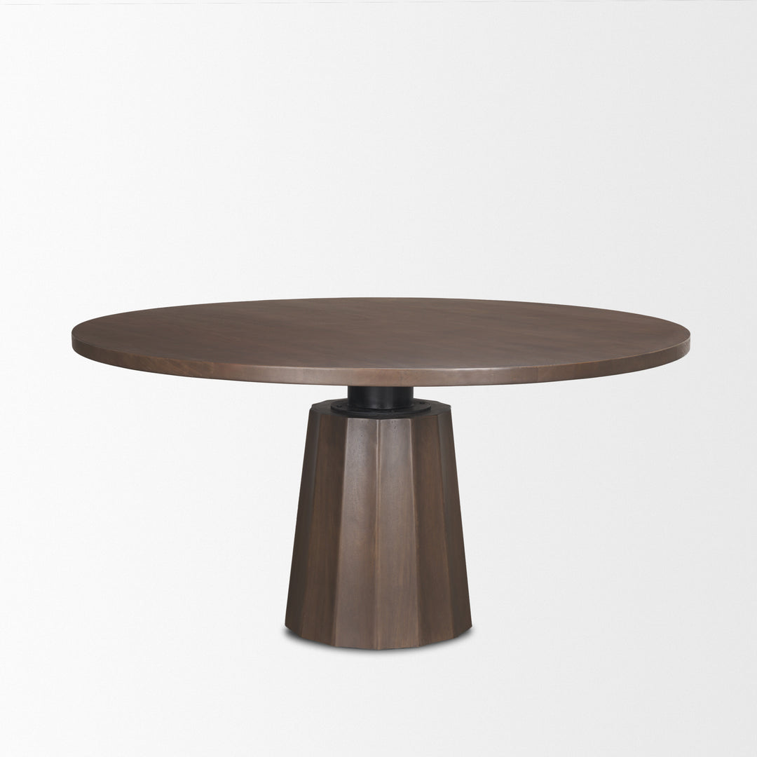 Swanson 60" Dark Brown Wood Round Pedestal Dining Table Dining Room Mercana