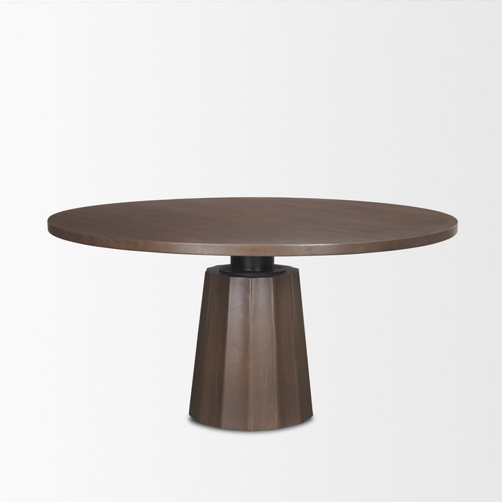 Swanson 60" Dark Brown Wood Round Pedestal Dining Table Dining Room Mercana