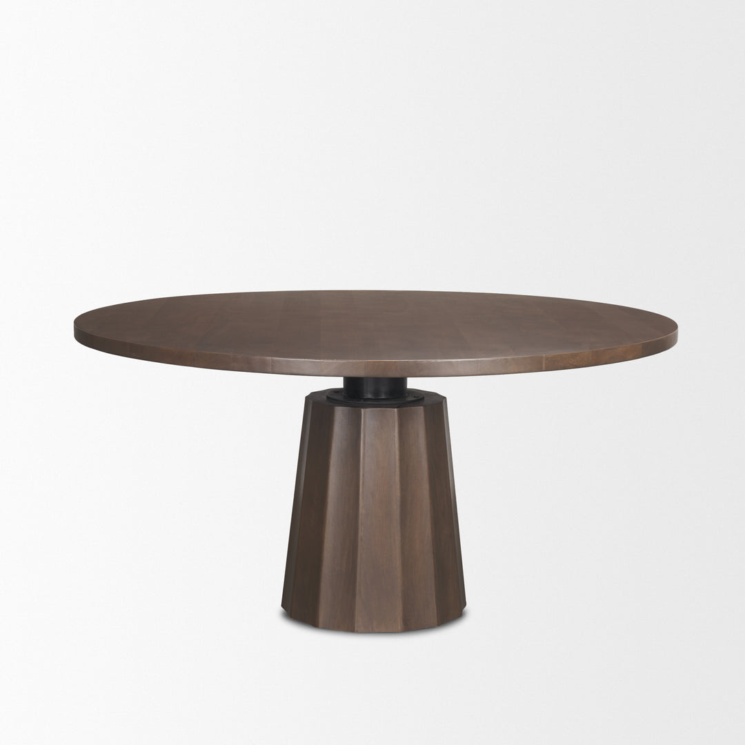 Swanson 60" Dark Brown Wood Round Pedestal Dining Table Dining Room Mercana