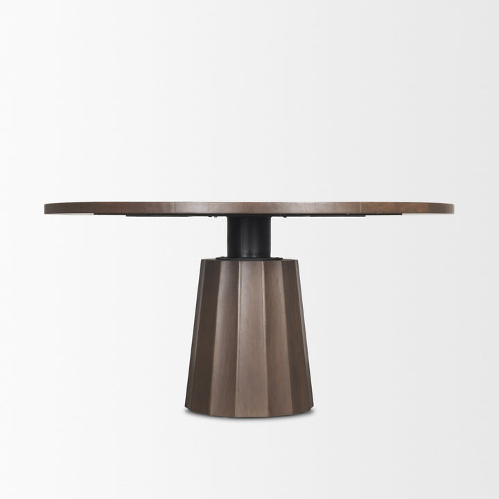 Swanson 60" Dark Brown Wood Round Pedestal Dining Table Dining Room Mercana