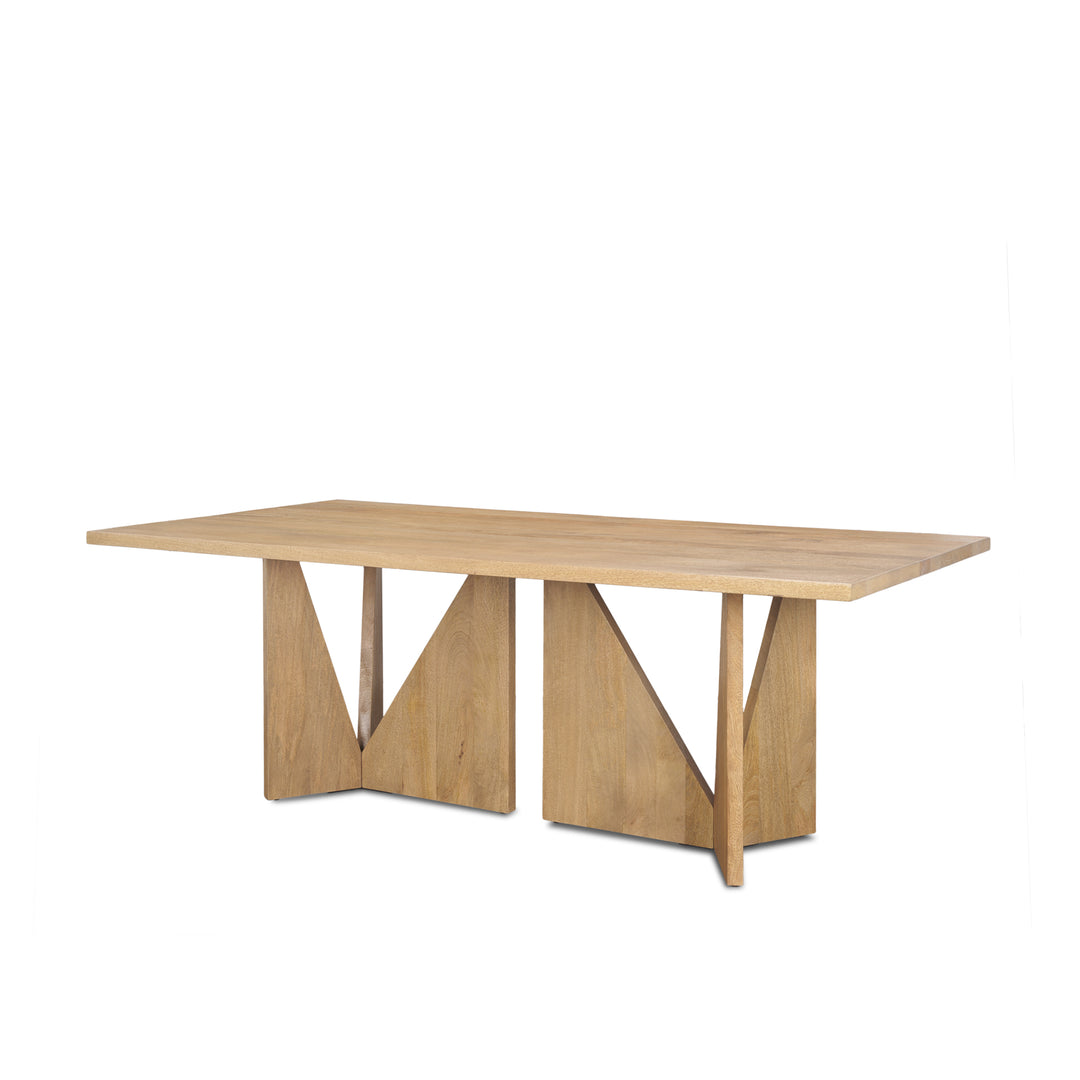 Tarro 84" Rectangular Light Brown Wood w/ Geometrical Base Dining Table Dining Room Mercana