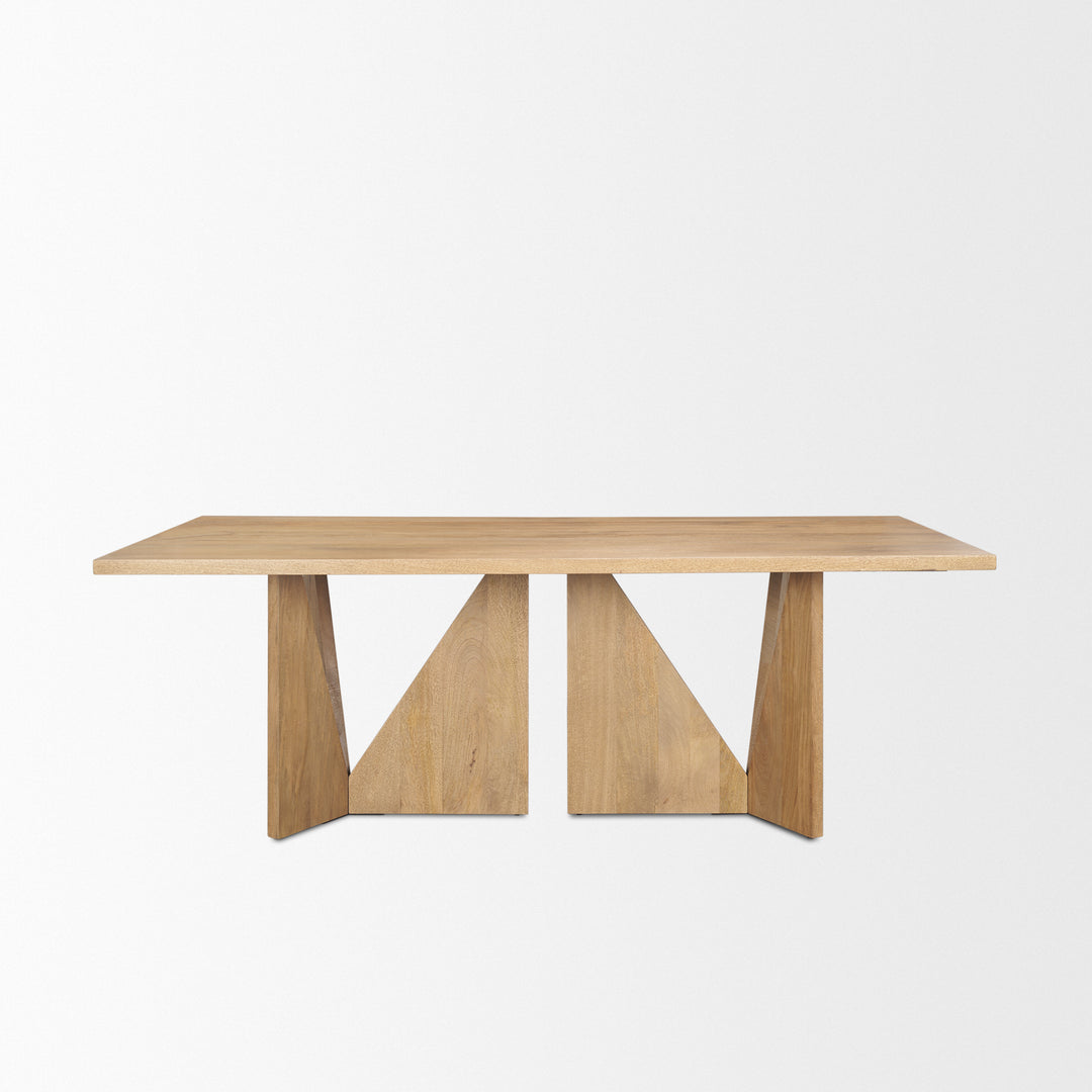 Tarro 84" Rectangular Light Brown Wood w/ Geometrical Base Dining Table Dining Room Mercana