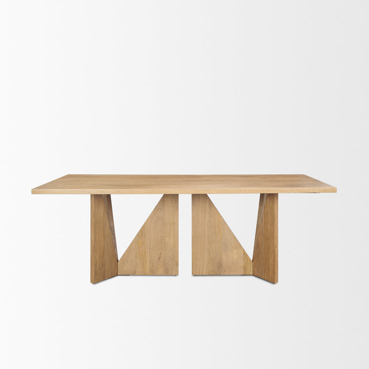 Tarro 84" Rectangular Light Brown Wood w/ Geometrical Base Dining Table Dining Room Mercana
