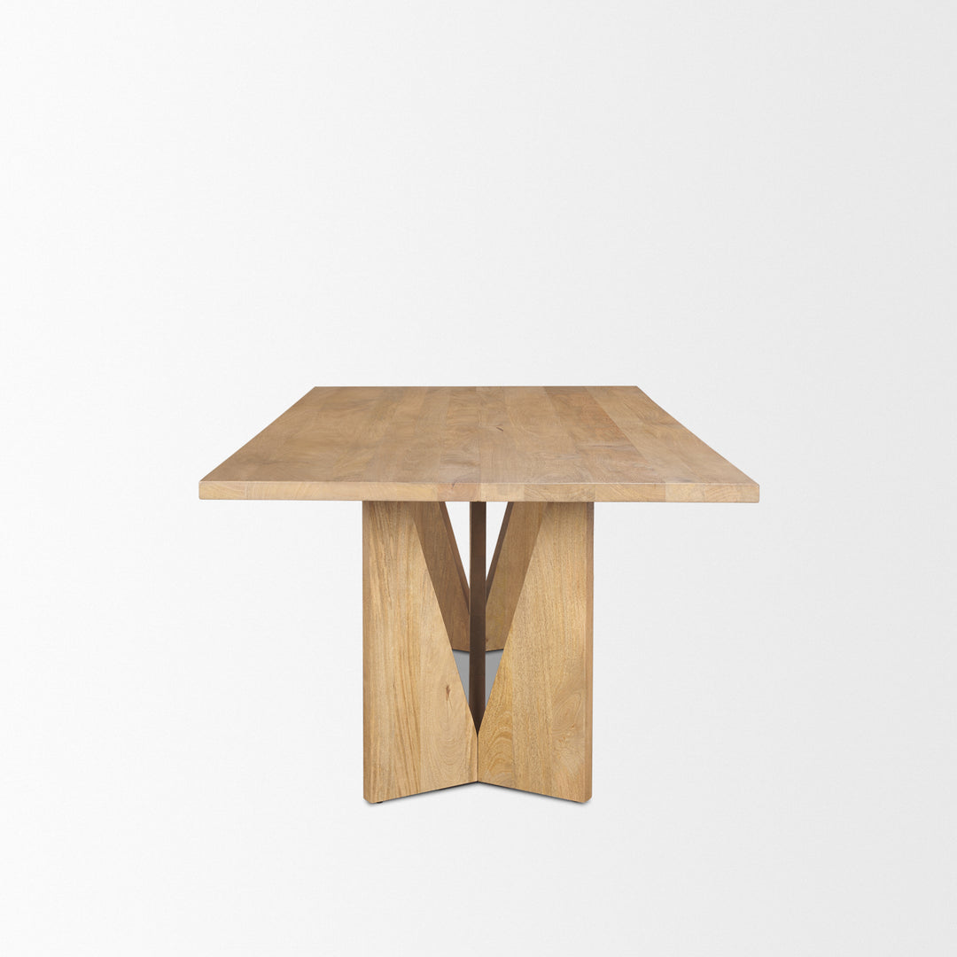 Tarro 84" Rectangular Light Brown Wood w/ Geometrical Base Dining Table Dining Room Mercana