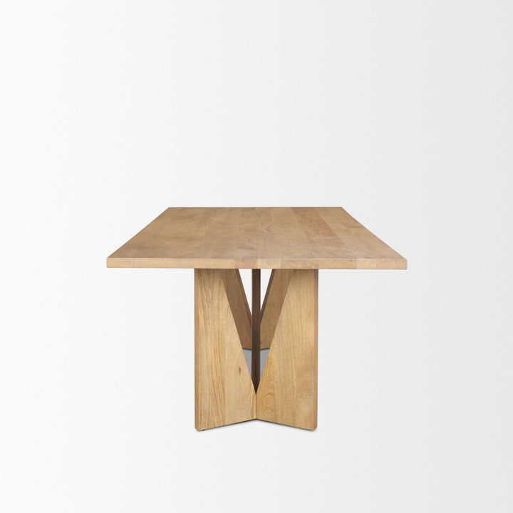 Tarro 84" Rectangular Light Brown Wood w/ Geometrical Base Dining Table Dining Room Mercana
