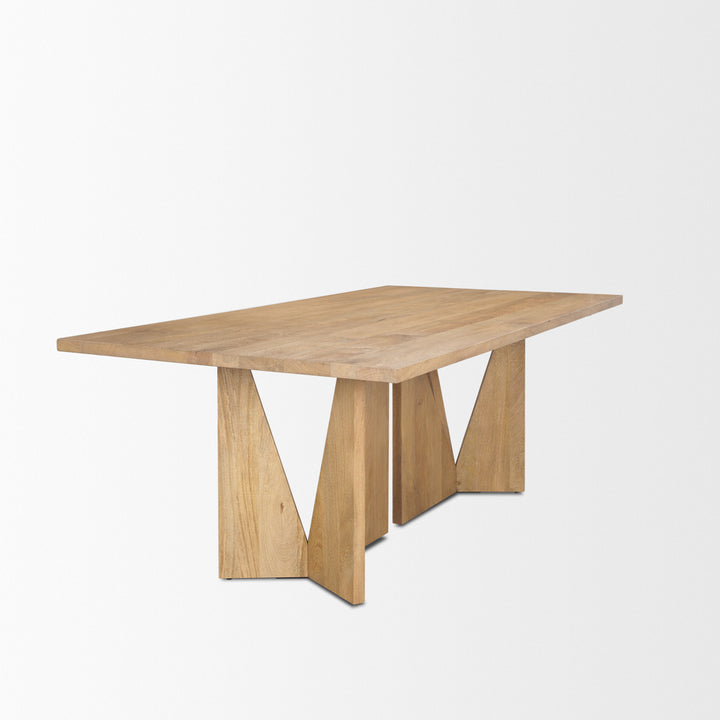 Tarro 84" Rectangular Light Brown Wood w/ Geometrical Base Dining Table Dining Room Mercana