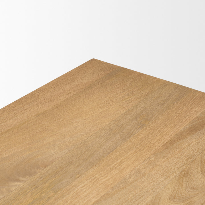 Tarro 84" Rectangular Light Brown Wood w/ Geometrical Base Dining Table Dining Room Mercana