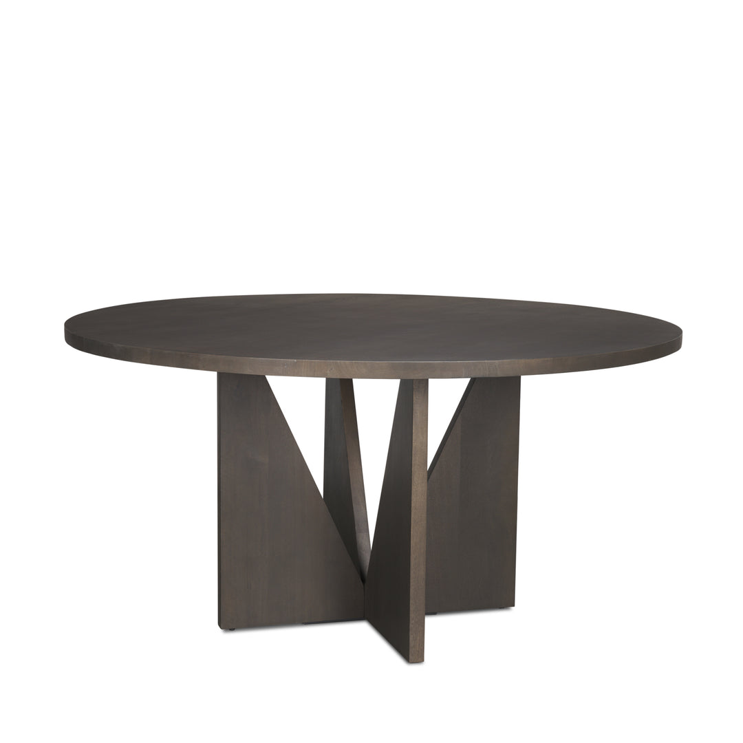 Tarro 60" Round Textured Espresso Wood w/ Geometrical Base Dining Table Dining Room Mercana