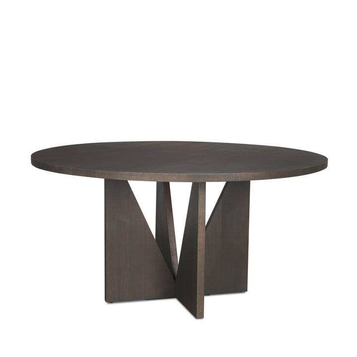 Tarro 60" Round Textured Espresso Wood w/ Geometrical Base Dining Table Dining Room Mercana