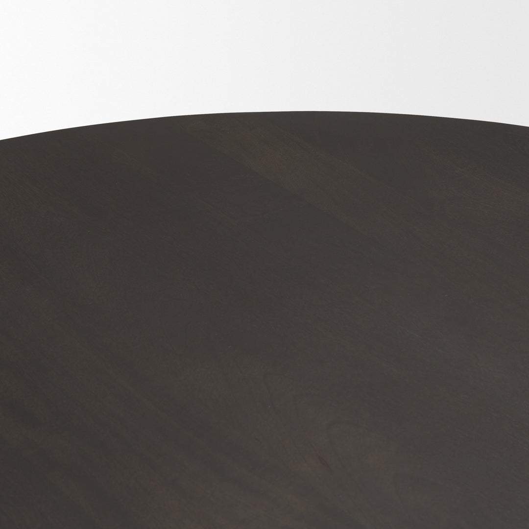 Tarro 60" Round Textured Espresso Wood w/ Geometrical Base Dining Table Dining Room Mercana