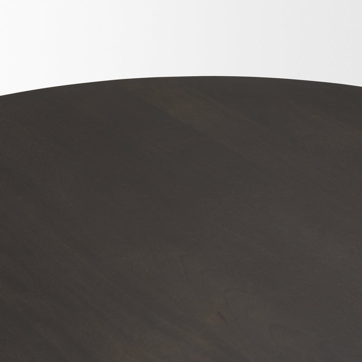 Tarro 60" Round Textured Espresso Wood w/ Geometrical Base Dining Table Dining Room Mercana