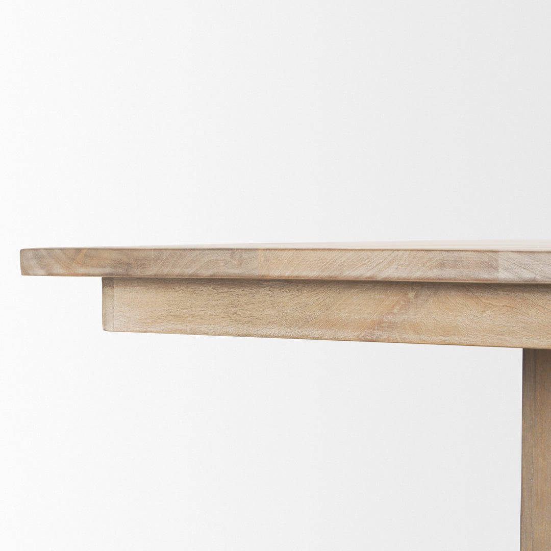 Shivon 84" Rectangular Light Brown Mango Wood W/ Travertine Dining Table Dining Room Mercana