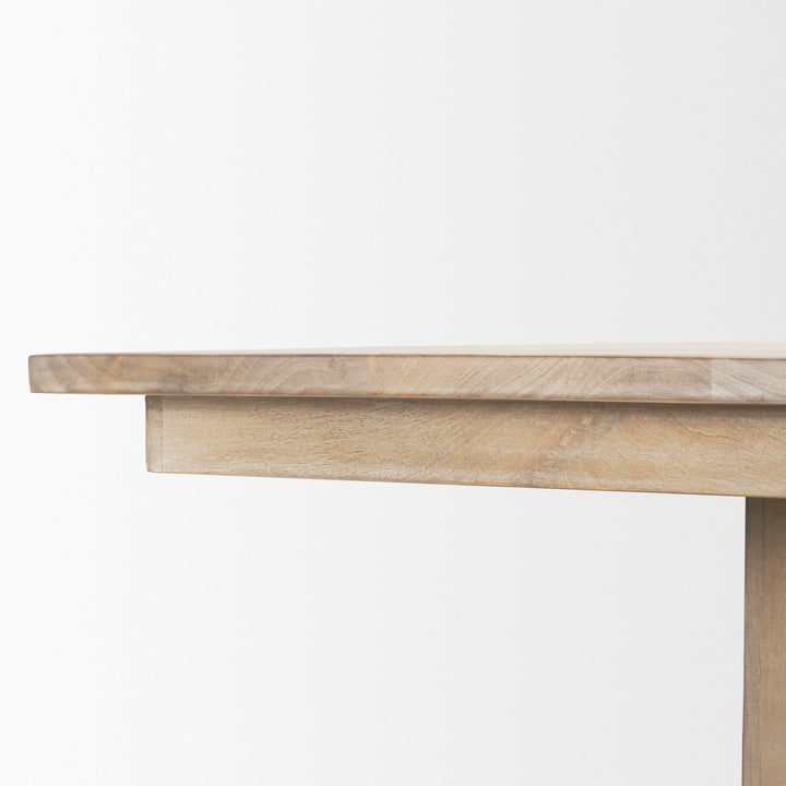 Shivon 84" Rectangular Light Brown Mango Wood W/ Travertine Dining Table Dining Room Mercana