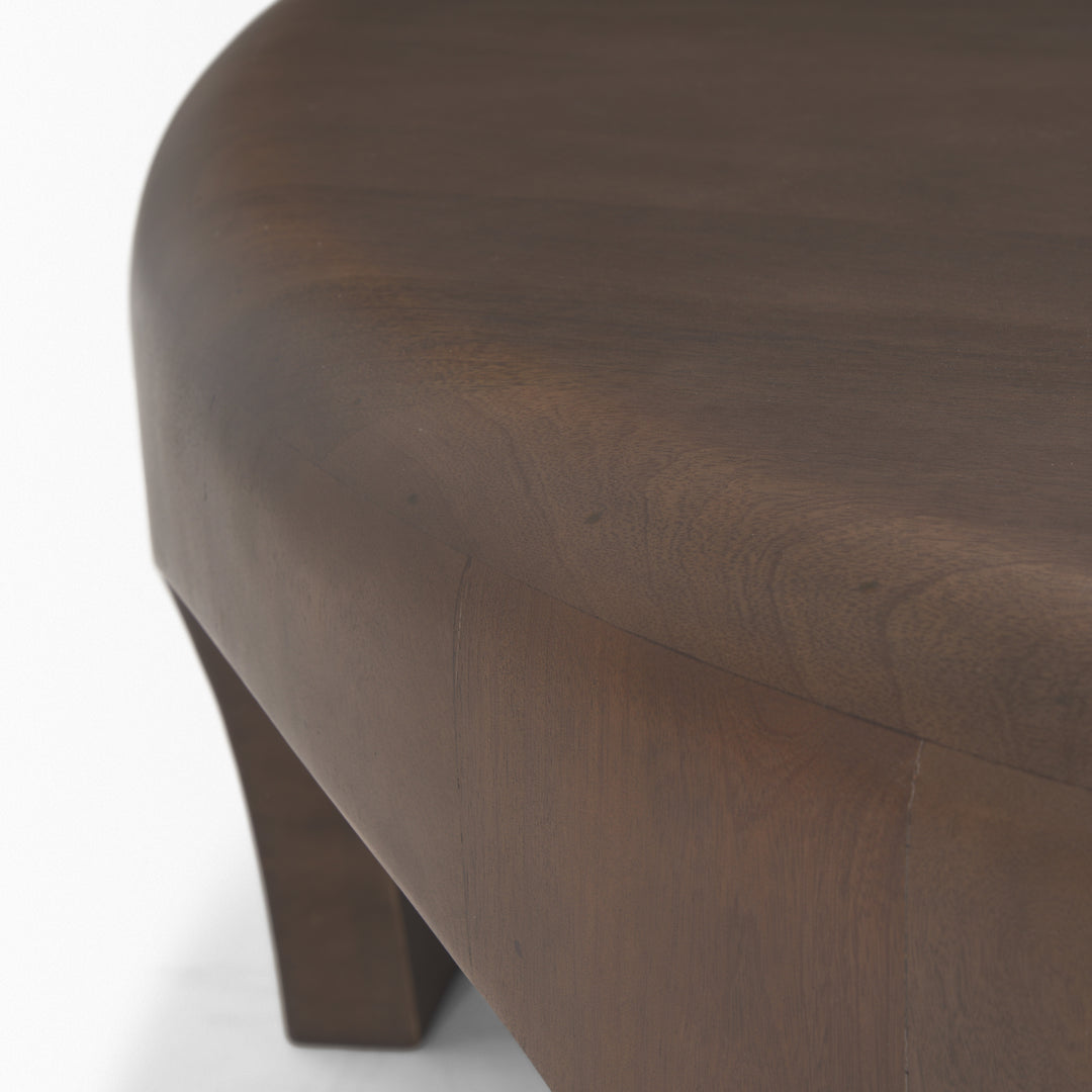 Shima Round Dark Brown Wood W/Arched Legs Coffee Table Living Room Mercana