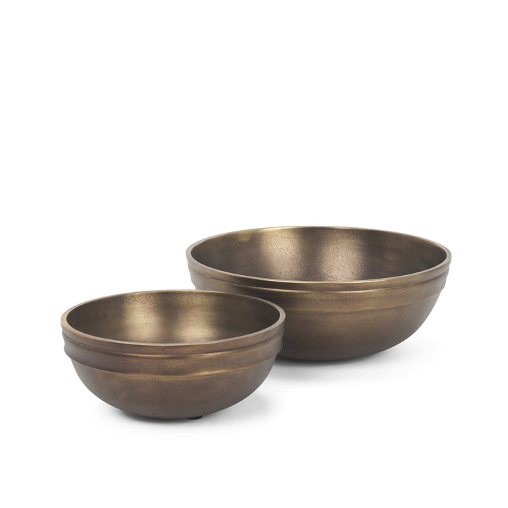 Tomiko Decorative Brass Finished Cast Aluminum Round Bowls Decor Mercana