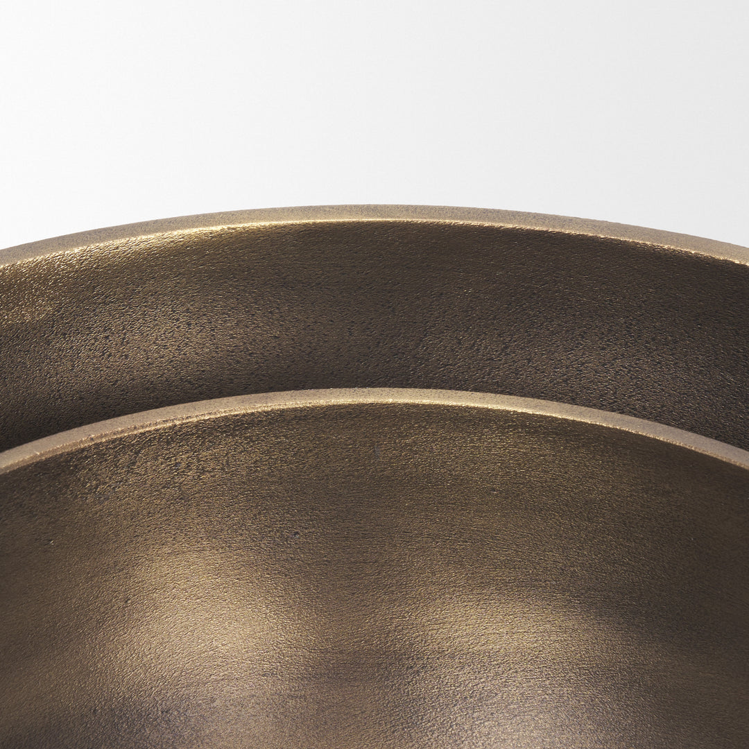 Tomiko Decorative Brass Finished Cast Aluminum Round Bowls Decor Mercana