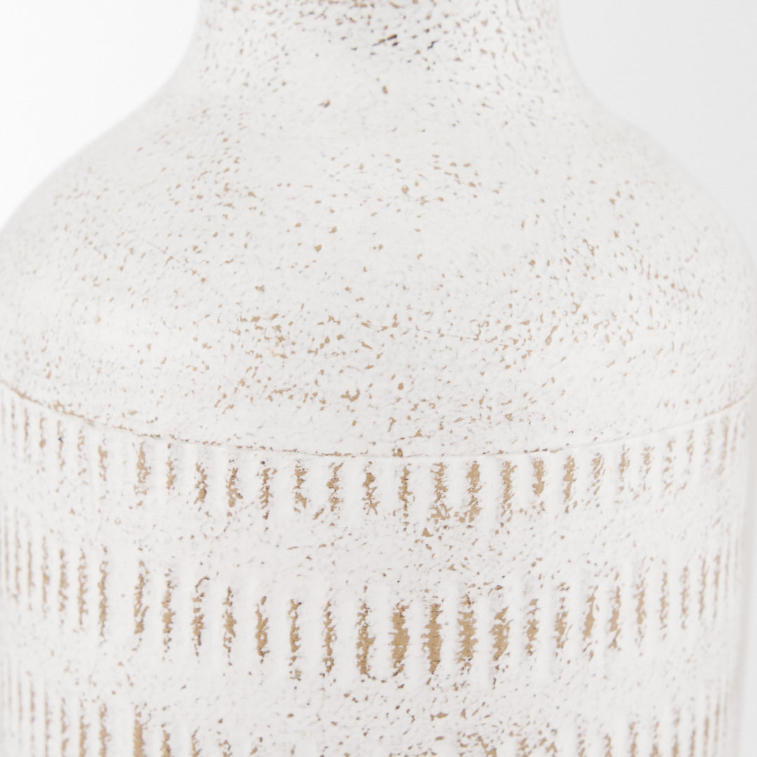 Tisha Small White W/ Terracotta Distressing Metal Vase Decor Mercana