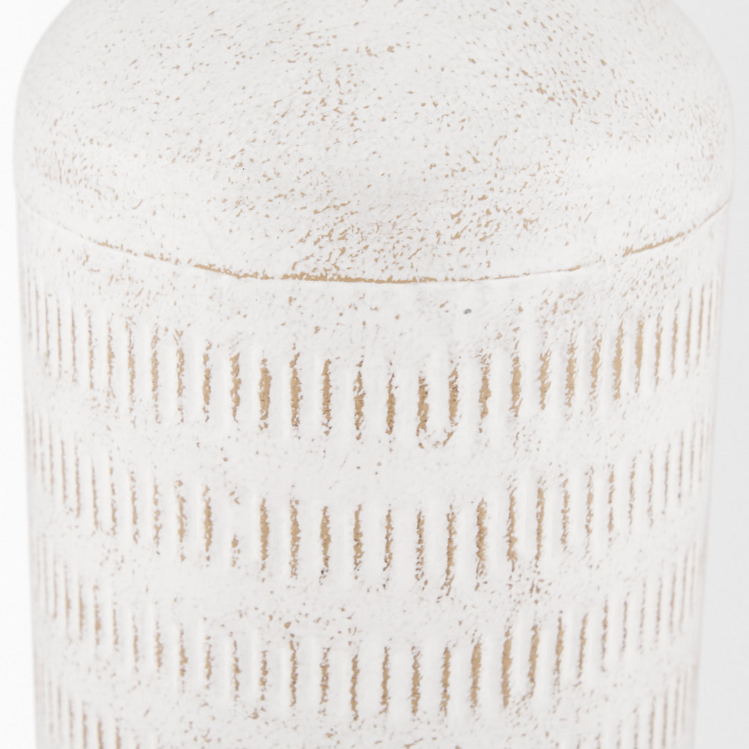 Tisha Large White W/ Terracotta Distressing Metal Vase Decor Mercana