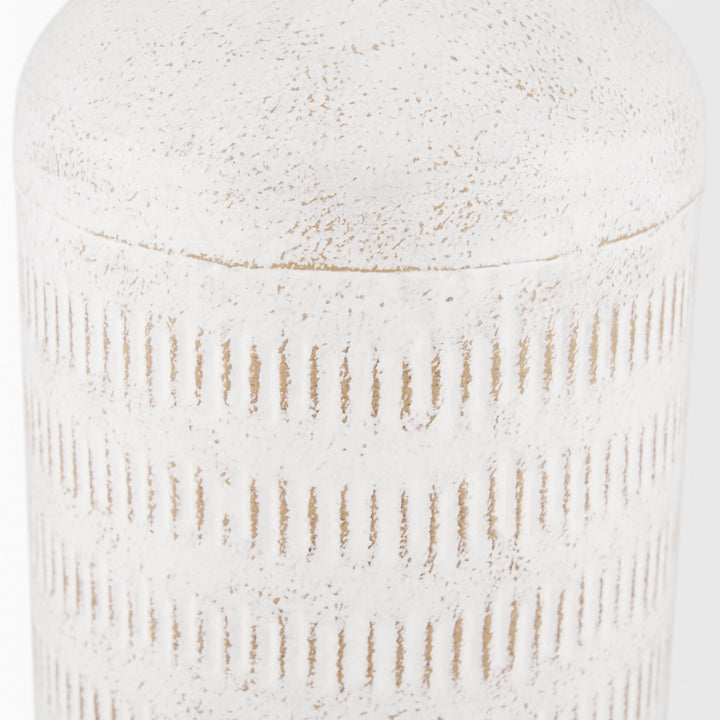 Tisha Large White W/ Terracotta Distressing Metal Vase Decor Mercana