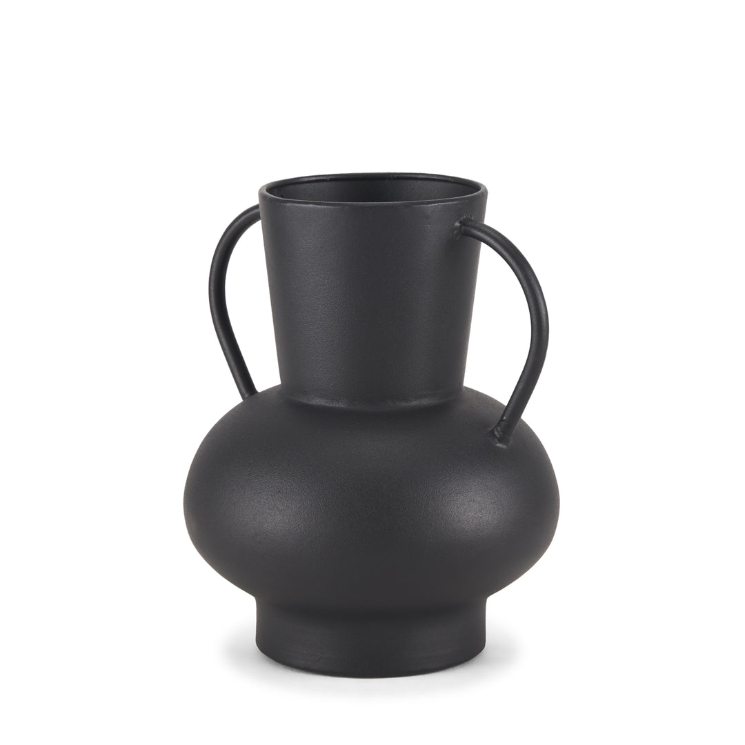 Tasya Small Matte Black Metal Vase Decor Mercana