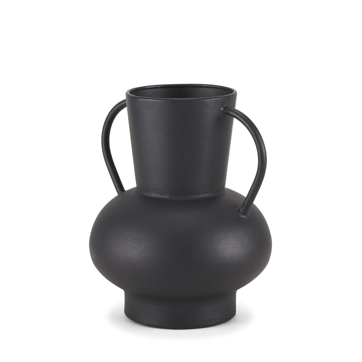 Tasya Small Matte Black Metal Vase Decor Mercana