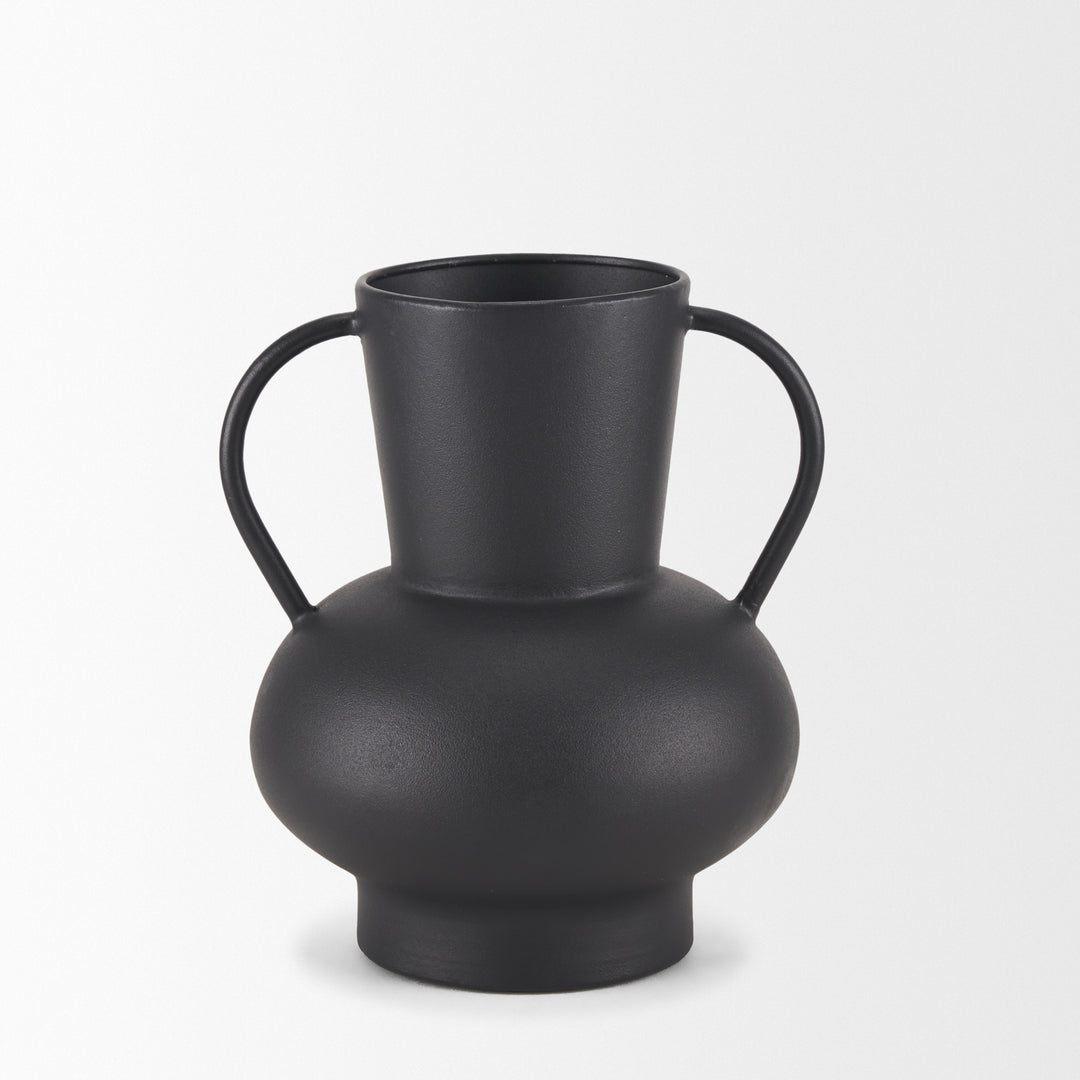 Tasya Small Matte Black Metal Vase Decor Mercana