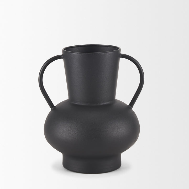 Tasya Small Matte Black Metal Vase Decor Mercana