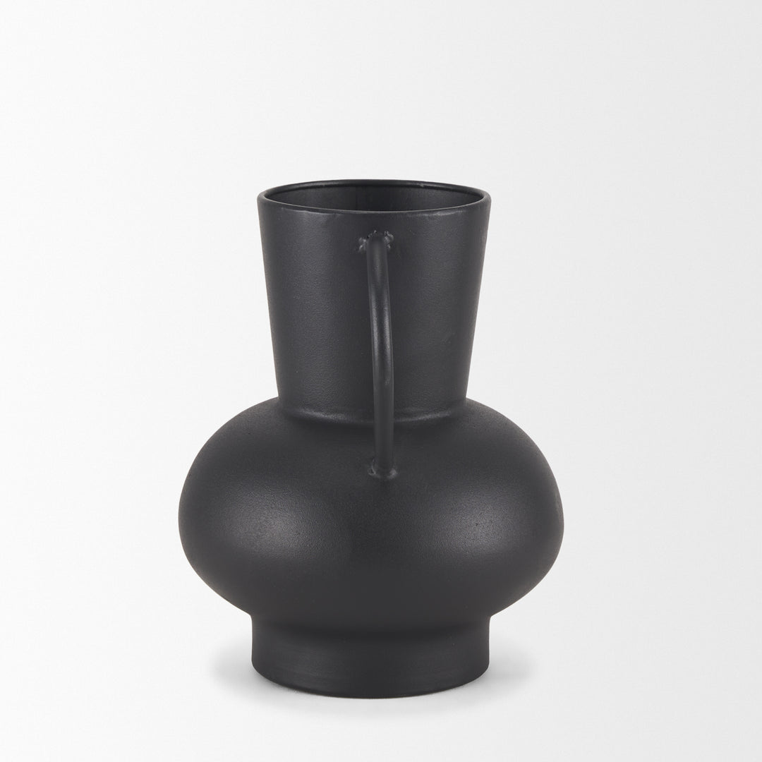 Tasya Small Matte Black Metal Vase Decor Mercana