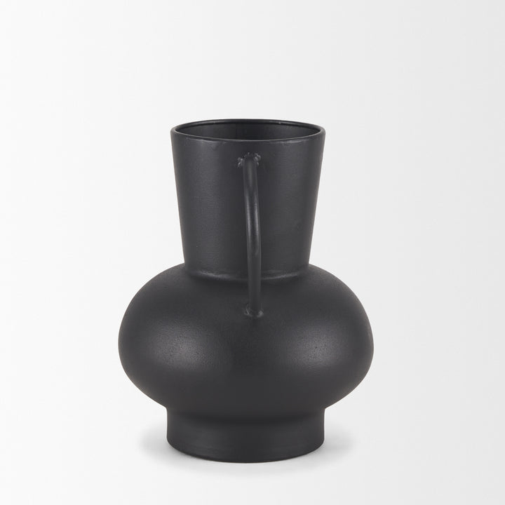 Tasya Small Matte Black Metal Vase Decor Mercana