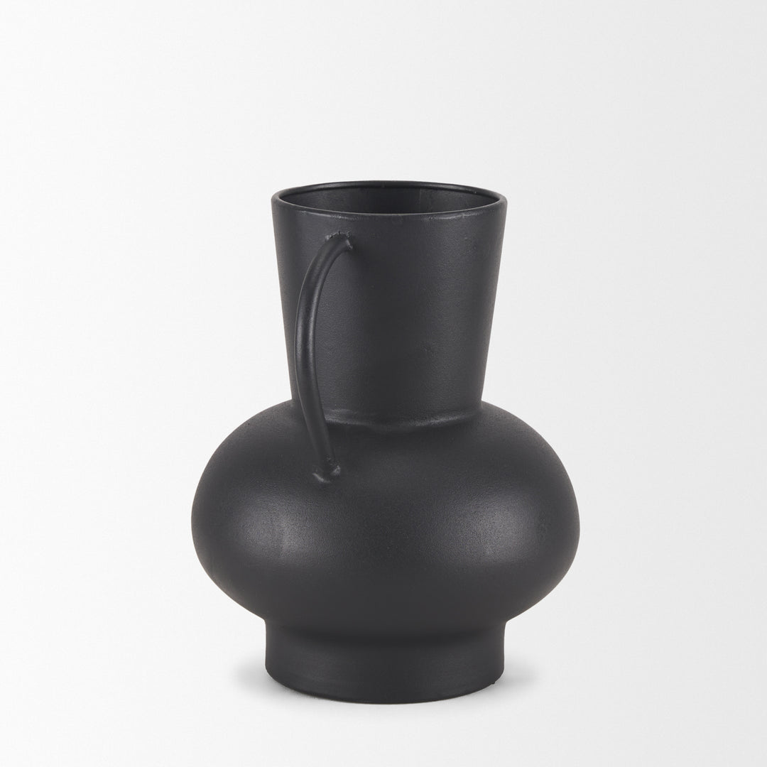 Tasya Small Matte Black Metal Vase Decor Mercana