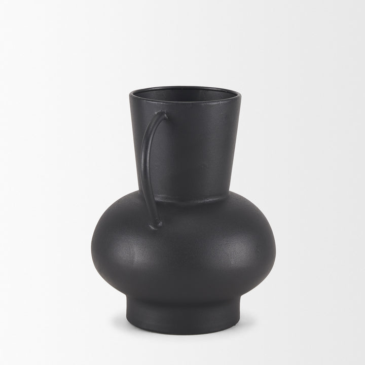 Tasya Small Matte Black Metal Vase Decor Mercana