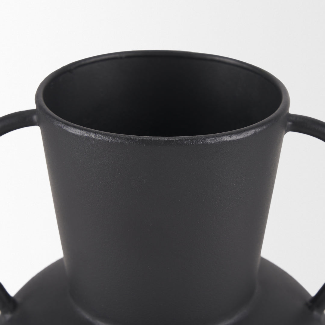 Tasya Small Matte Black Metal Vase Decor Mercana